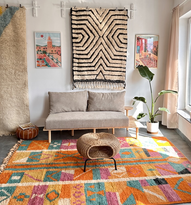 kolorowy dywan ręcznie tkany