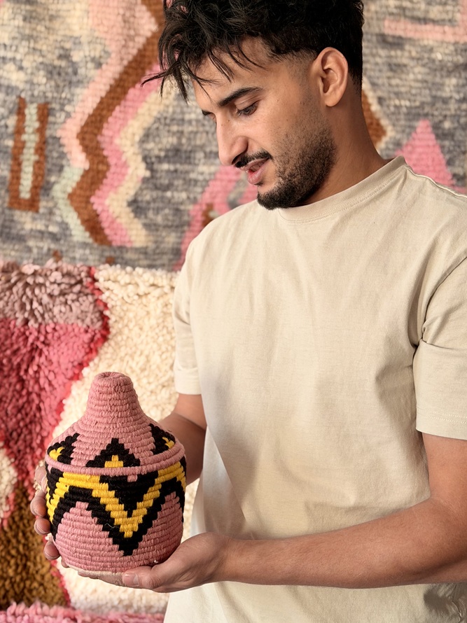 koszyk ręcznie tkany wełniany